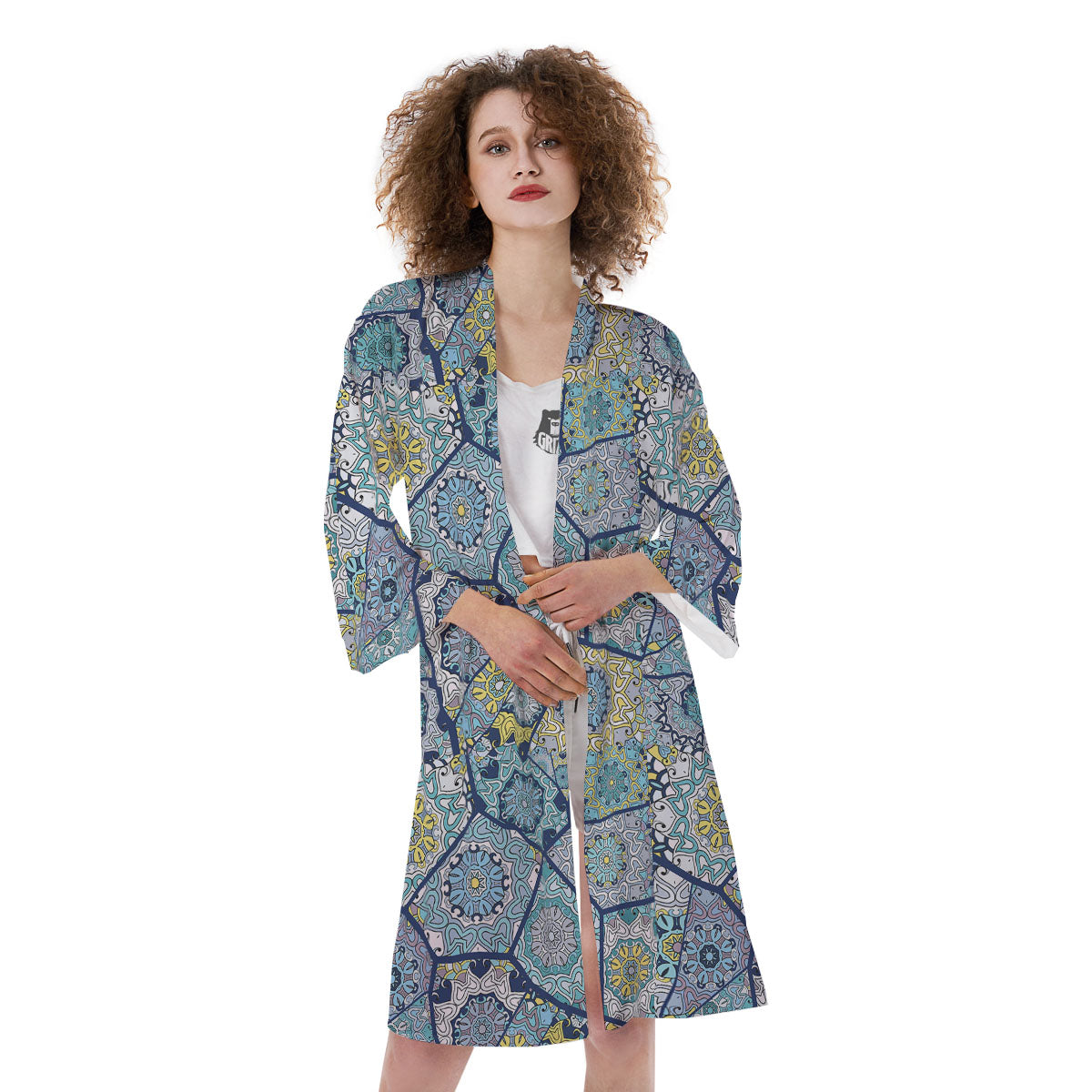Patchwork Indian Floral Print Pattern Kimono-grizzshop