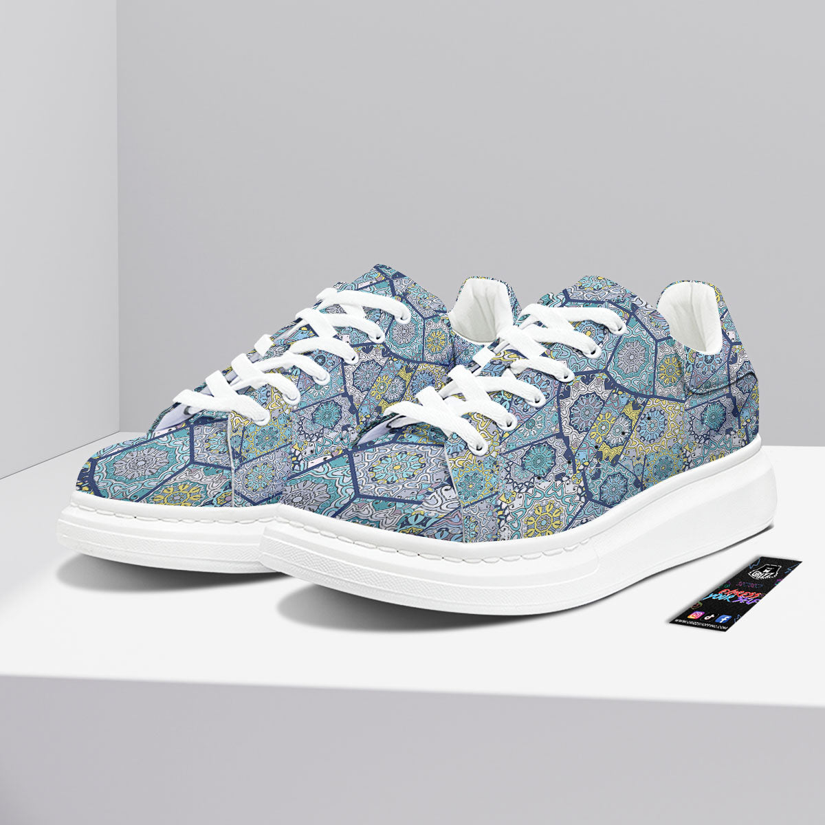 Patchwork Indian Floral Print Pattern Platform Shoes-grizzshop