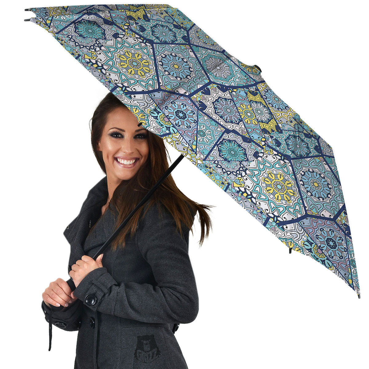 Patchwork Indian Floral Print Pattern Umbrella-grizzshop