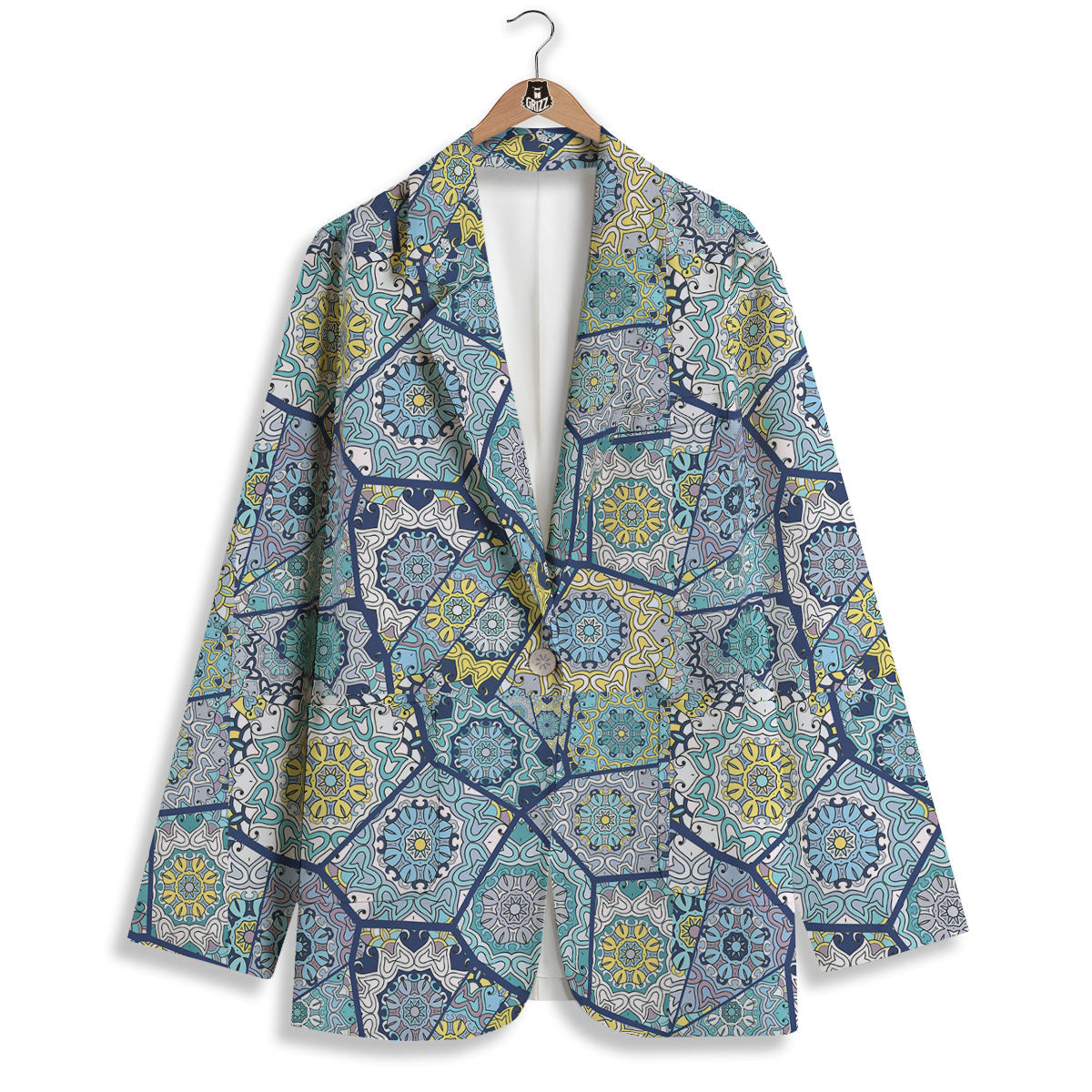 Patchwork Indian Floral Print Pattern Women's Blazer-grizzshop