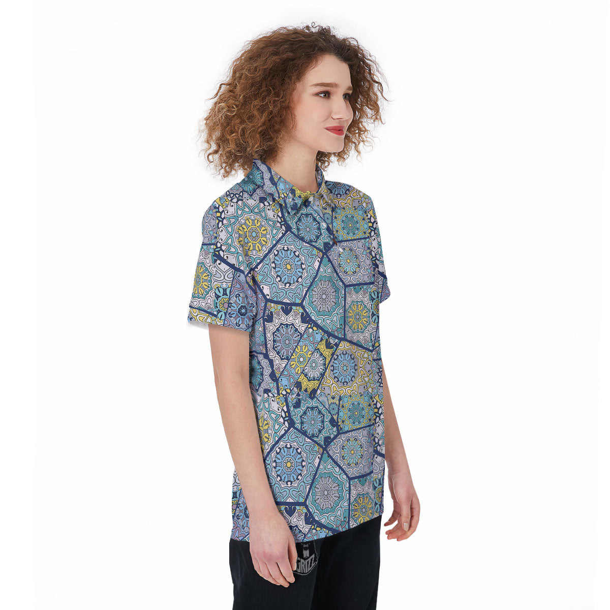 Patchwork Indian Floral Print Pattern Women's Golf Shirts-grizzshop