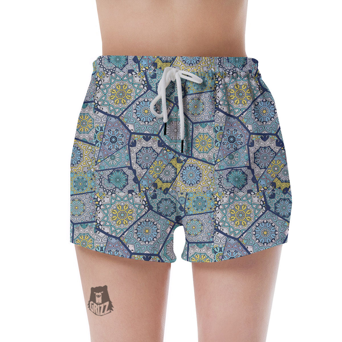 Patchwork Indian Floral Print Pattern Women's Shorts-grizzshop
