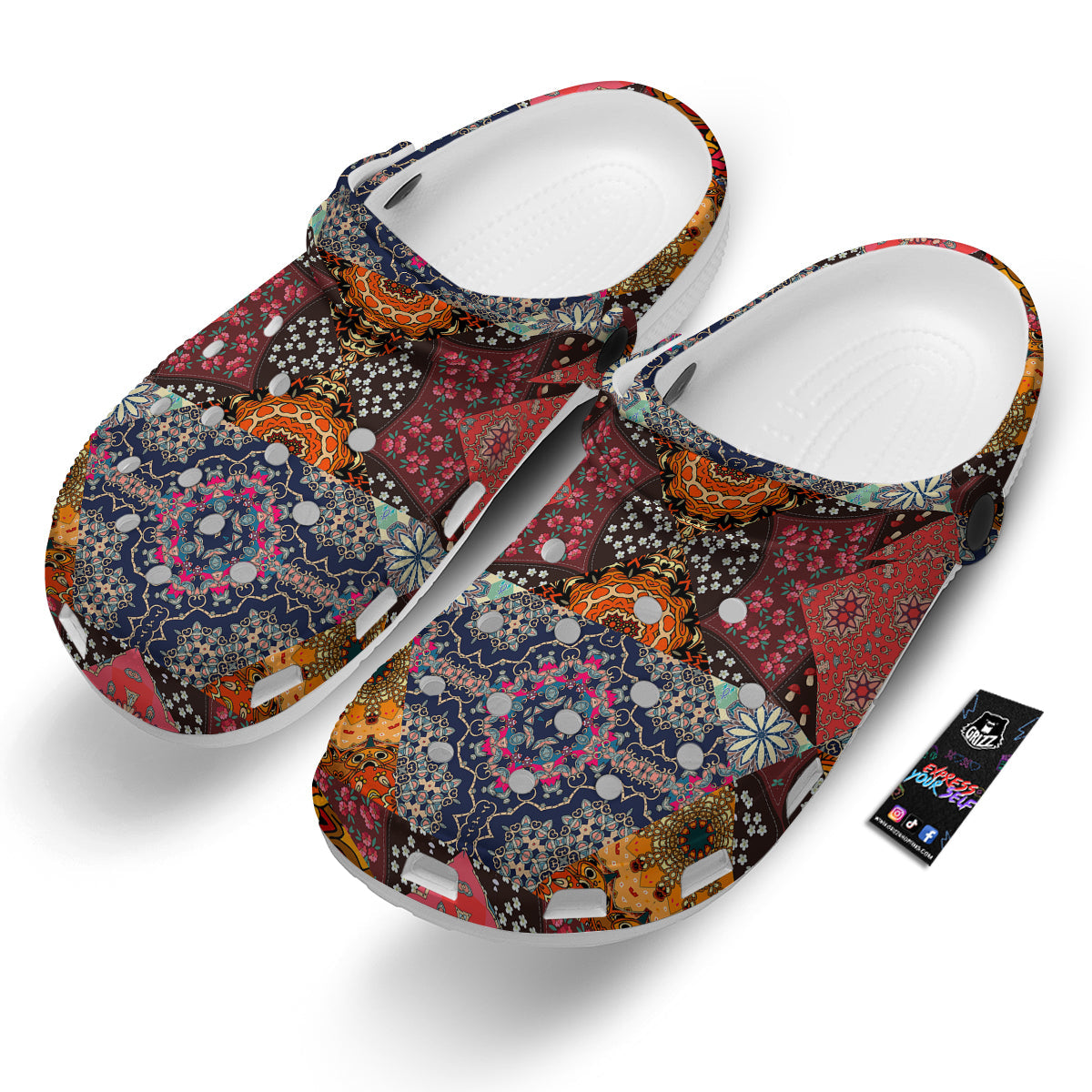 Patchwork Indian Flower Mandala Print Pattern Clog-grizzshop