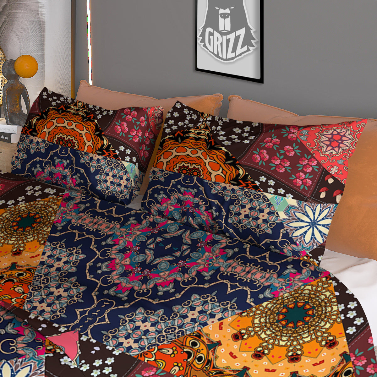 Patchwork Indian Flower Mandala Print Pattern Duvet Cover Bedding Set-grizzshop