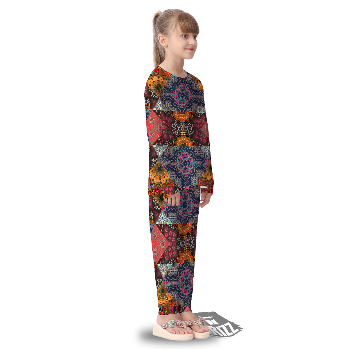 Patchwork Indian Flower Mandala Print Pattern Kid's Pajamas-grizzshop