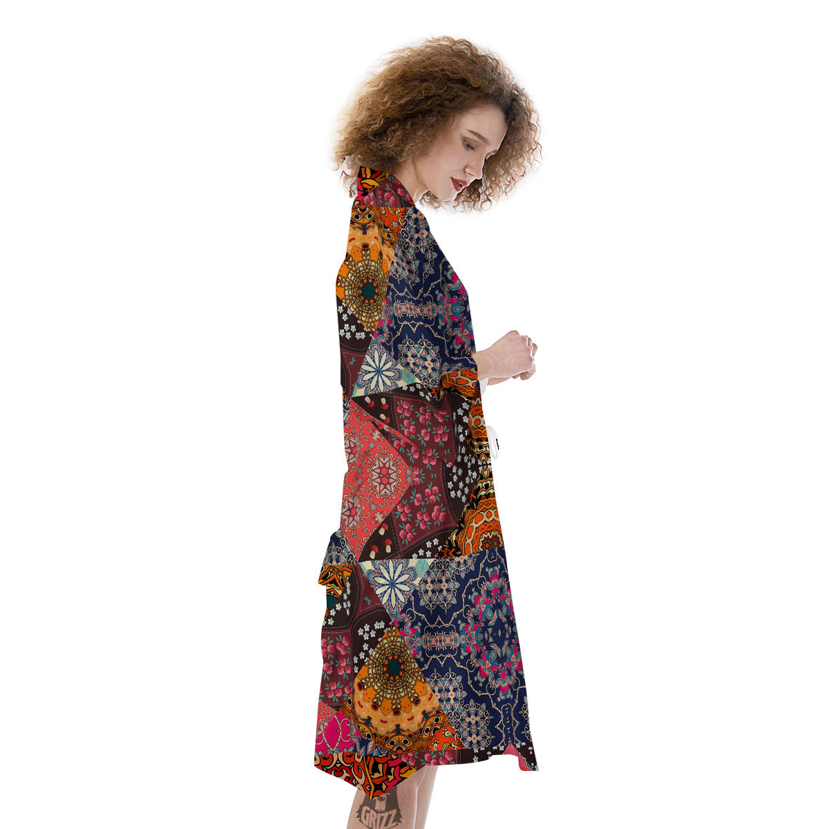 Patchwork Indian Flower Mandala Print Pattern Kimono-grizzshop