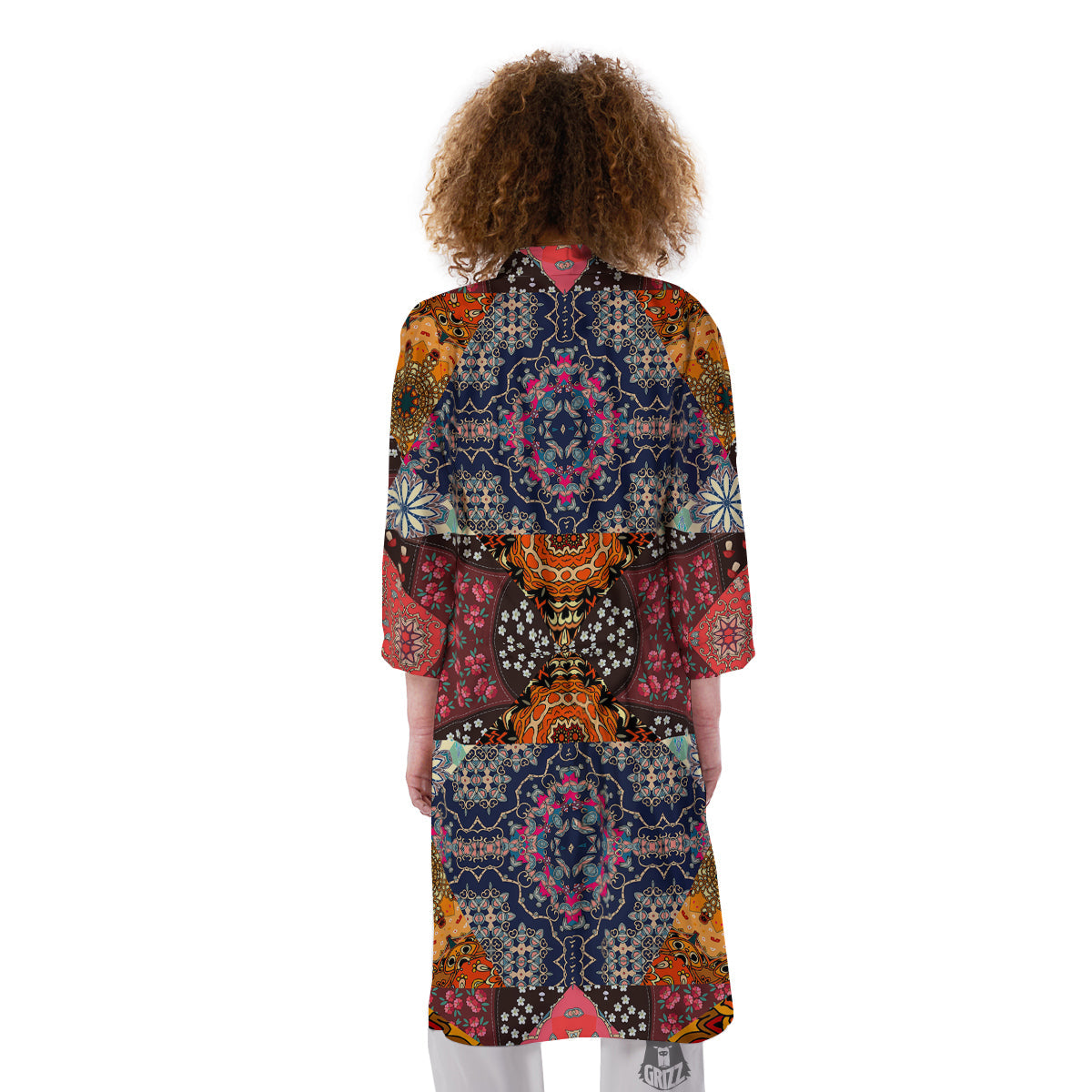 Patchwork Indian Flower Mandala Print Pattern Kimono-grizzshop