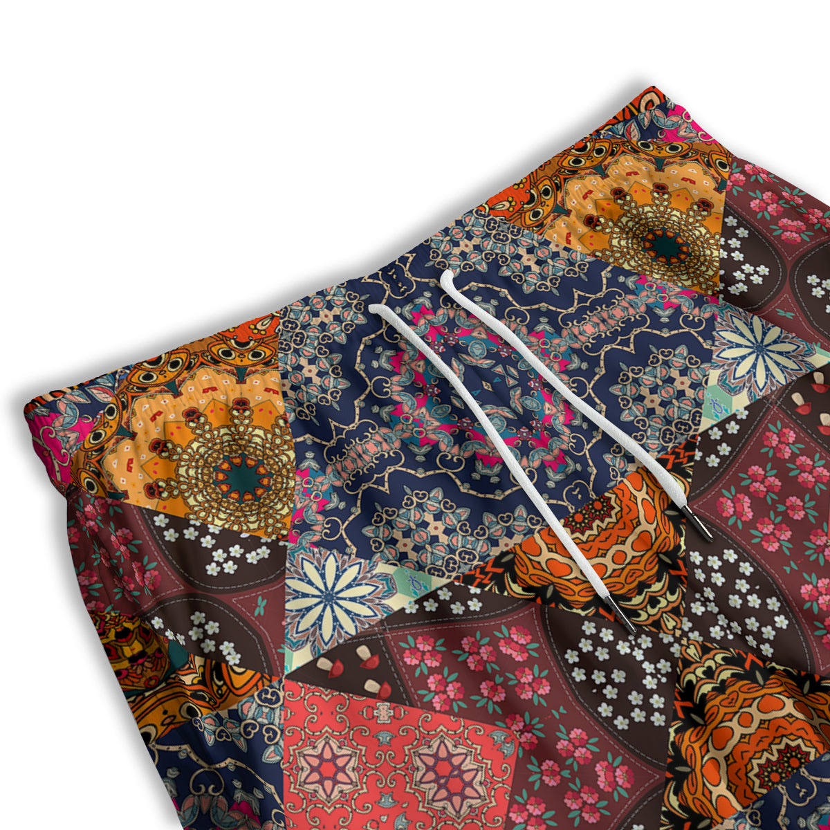 Patchwork Indian Flower Mandala Print Pattern Men's Athletic Shorts-grizzshop