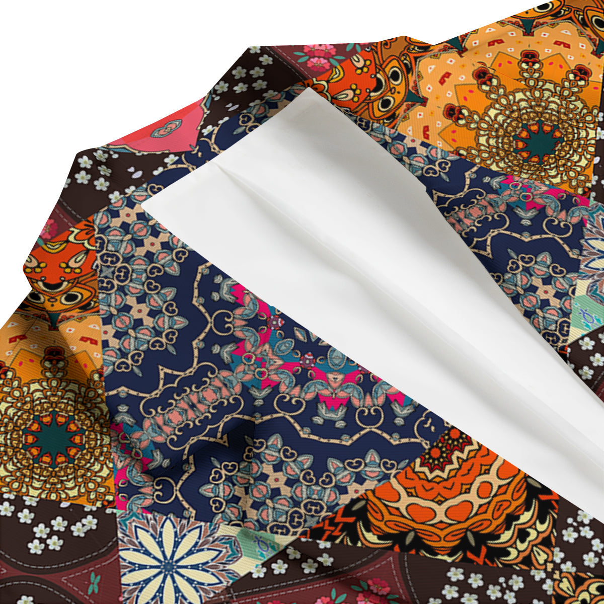 Patchwork Indian Flower Mandala Print Pattern Men's Blazer-grizzshop