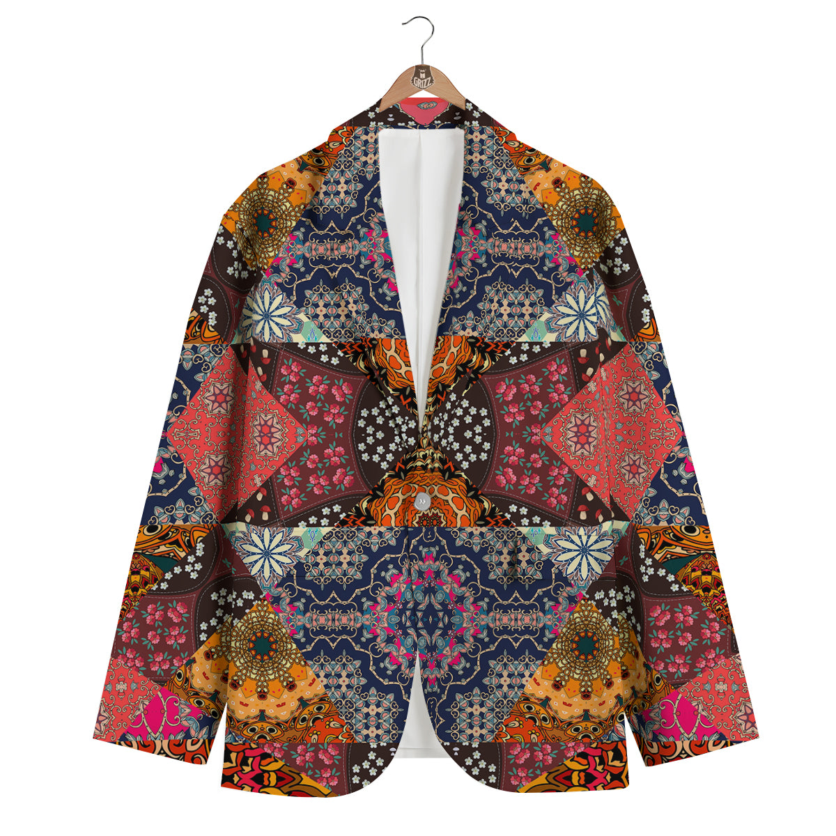 Patchwork Indian Flower Mandala Print Pattern Men's Blazer-grizzshop