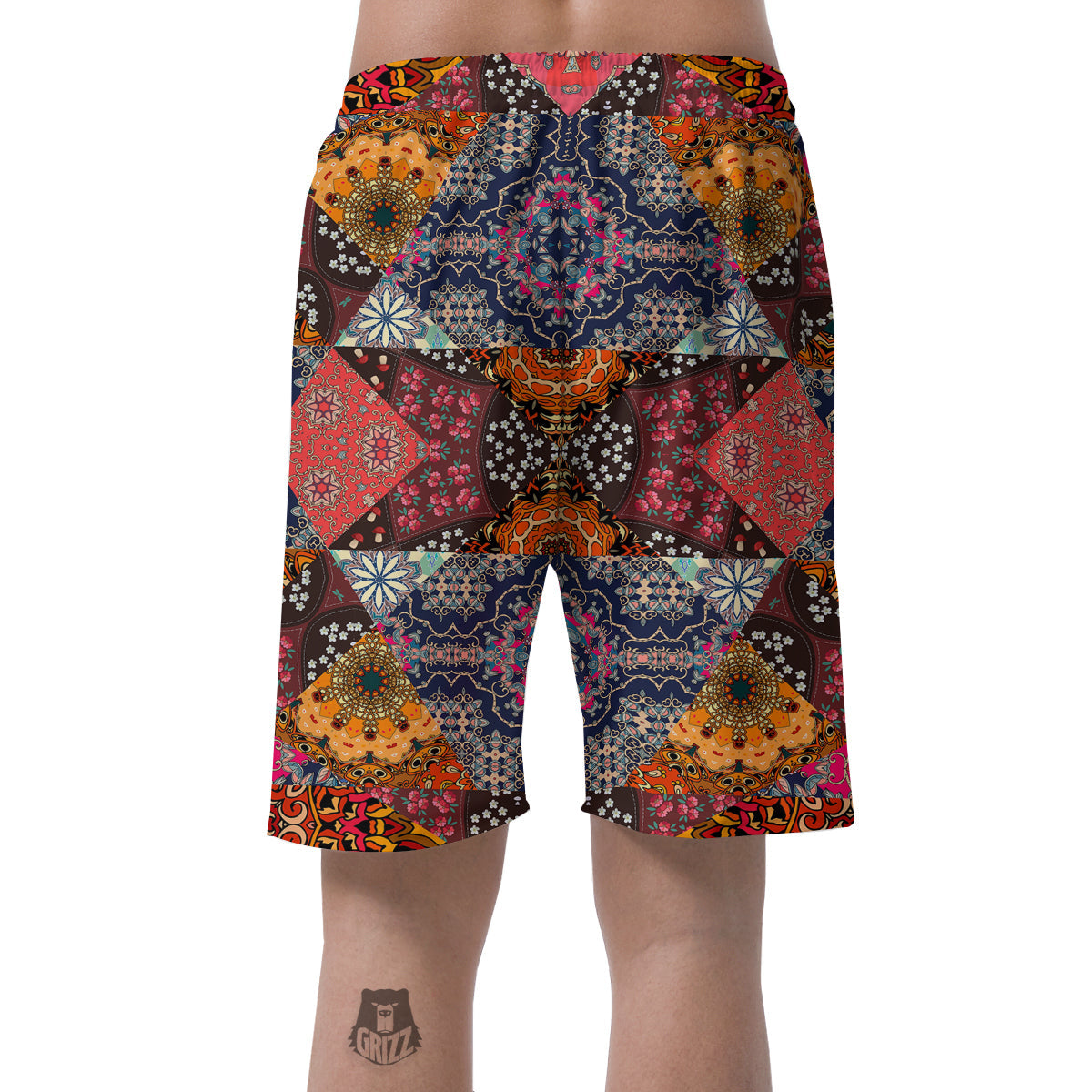 Patchwork Indian Flower Mandala Print Pattern Men's Shorts-grizzshop