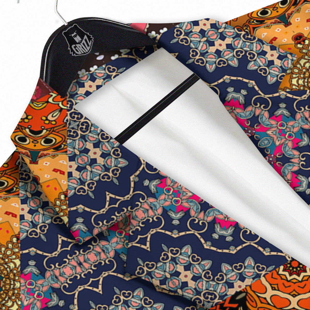 Patchwork Indian Flower Mandala Print Pattern Men's Sport Coat-grizzshop