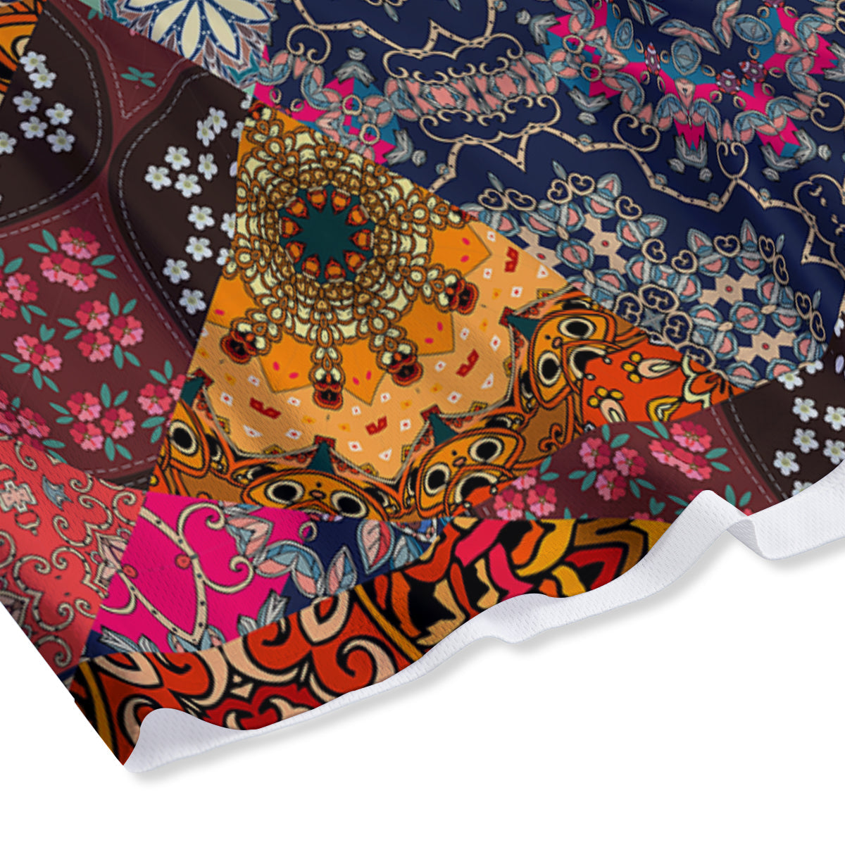 Patchwork Indian Flower Mandala Print Pattern Mesh Shorts-grizzshop