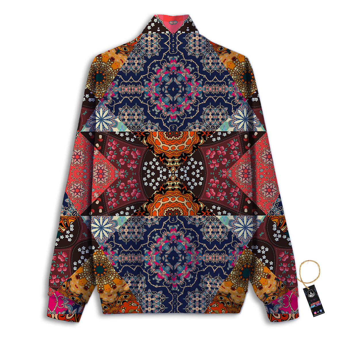 Patchwork Indian Flower Mandala Print Pattern Track Jacket-grizzshop