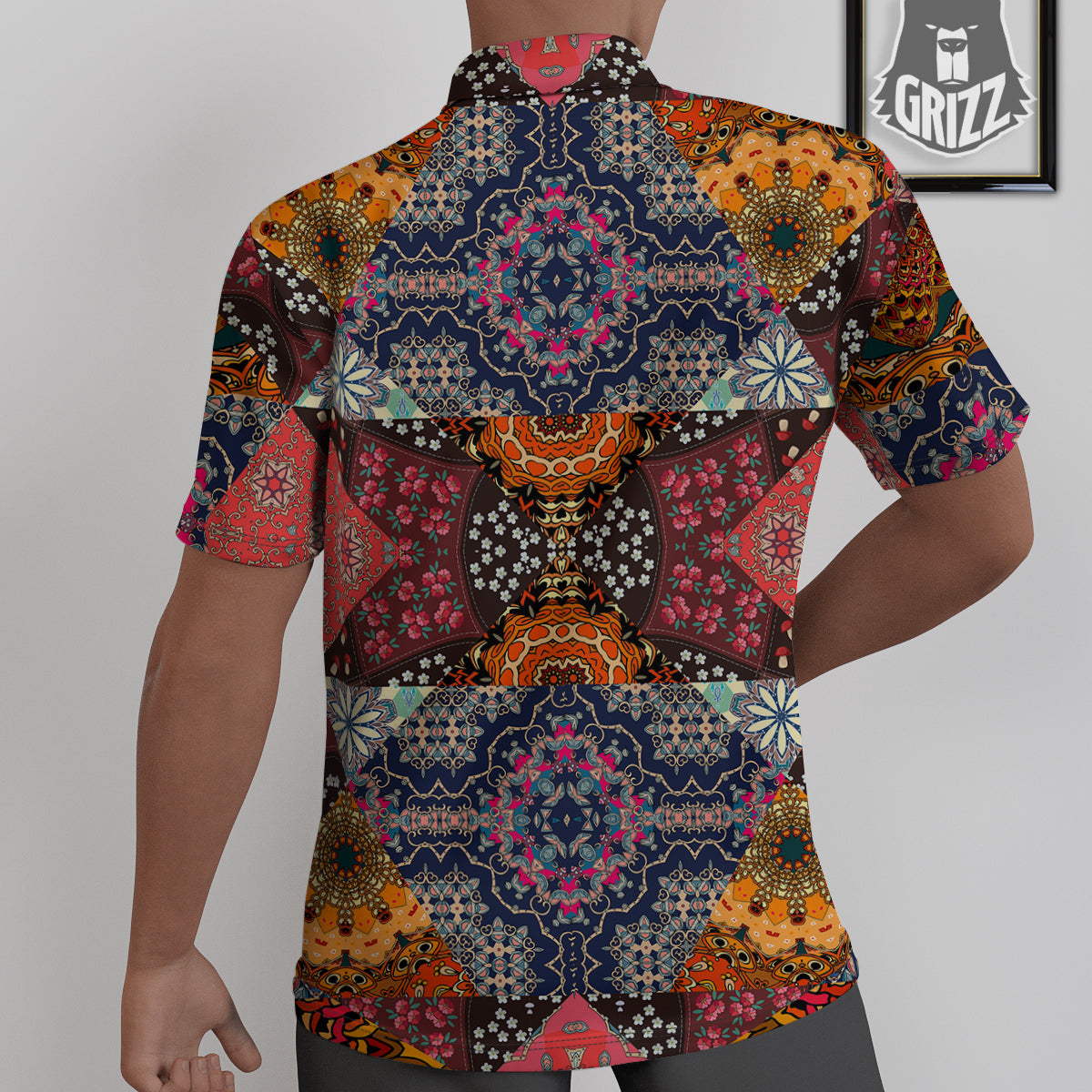 Patchwork Indian Flower Mandala Print Pattern Untucked Shirts-grizzshop
