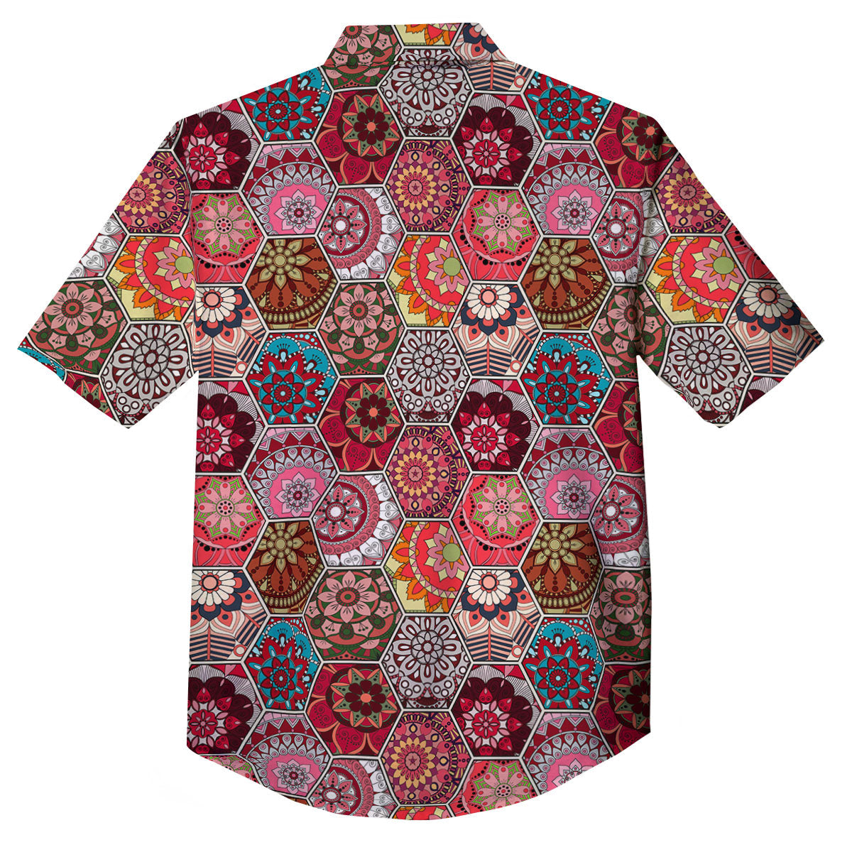 Patchwork Indian Print Pattern Button Up Shirt-grizzshop
