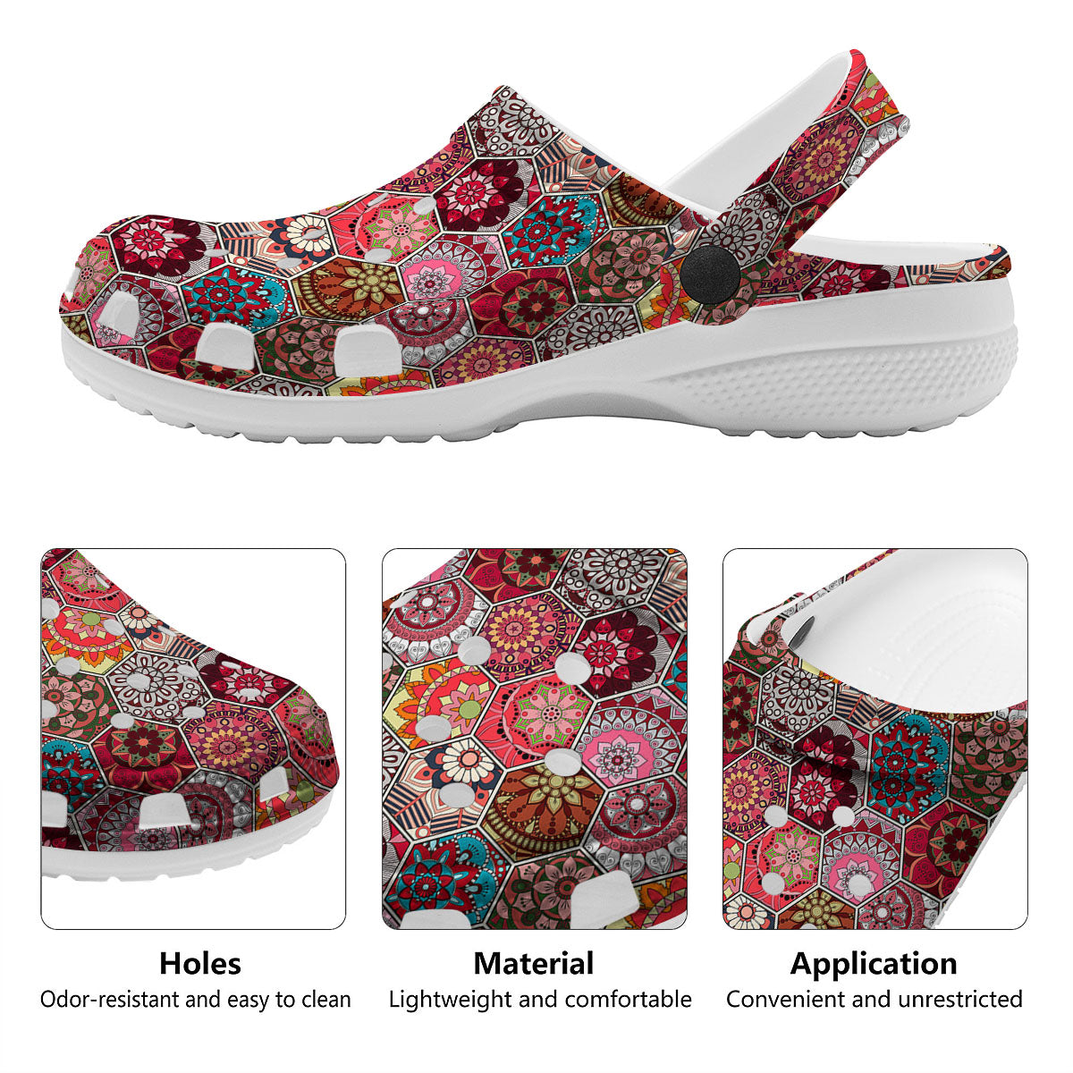 Patchwork Indian Print Pattern Clog-grizzshop