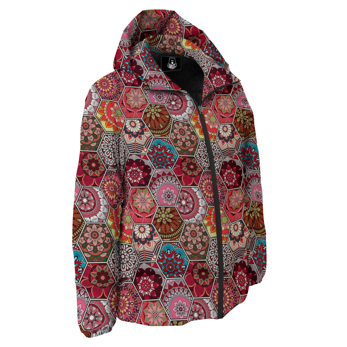 Patchwork Indian Print Pattern Down Jacket-grizzshop