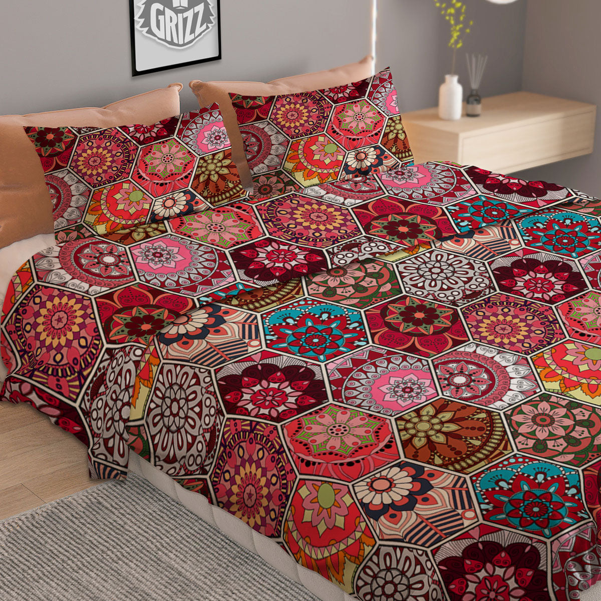 Patchwork Indian Print Pattern Duvet Cover Bedding Set