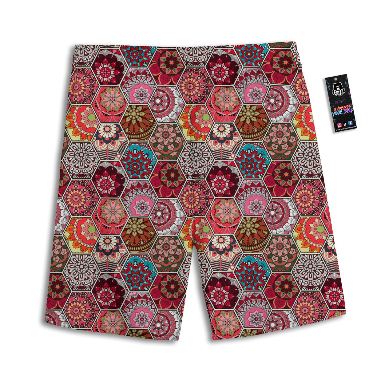Patchwork Indian Print Pattern Men's Athletic Shorts-grizzshop