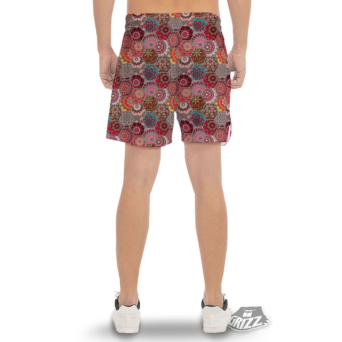 Patchwork Indian Print Pattern Men's Gym Shorts-grizzshop