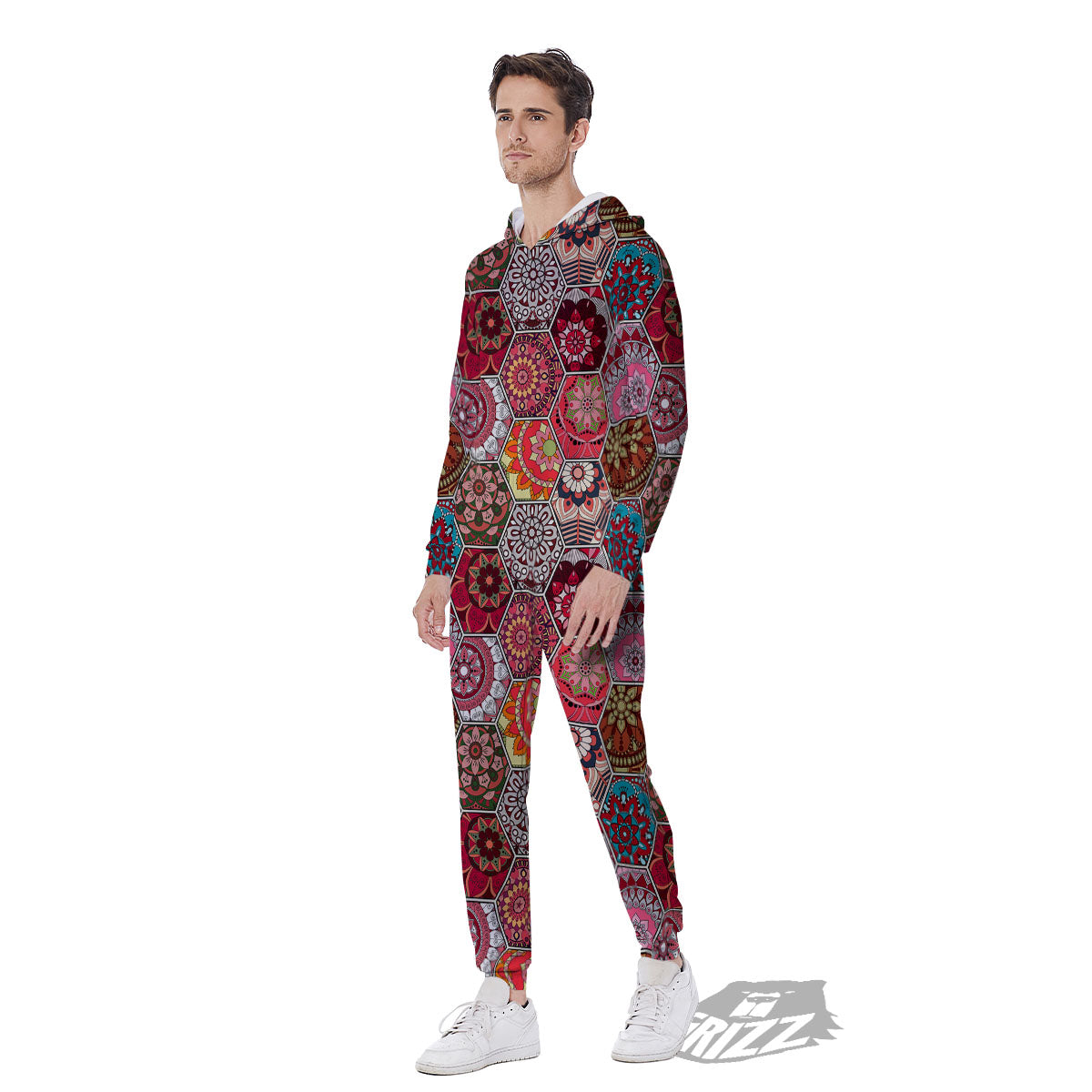 Patchwork Indian Print Pattern Men's Jumpsuit-grizzshop