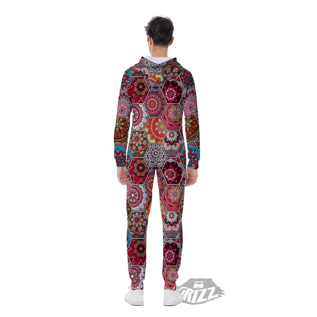 Patchwork Indian Print Pattern Men's Jumpsuit-grizzshop