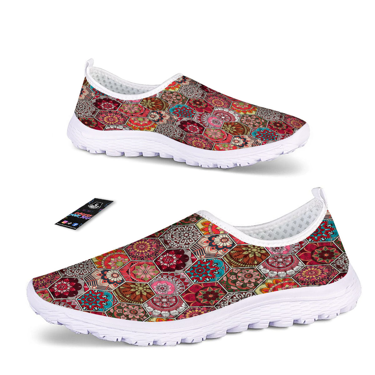 Patchwork Indian Print Pattern Nurse Shoes-grizzshop