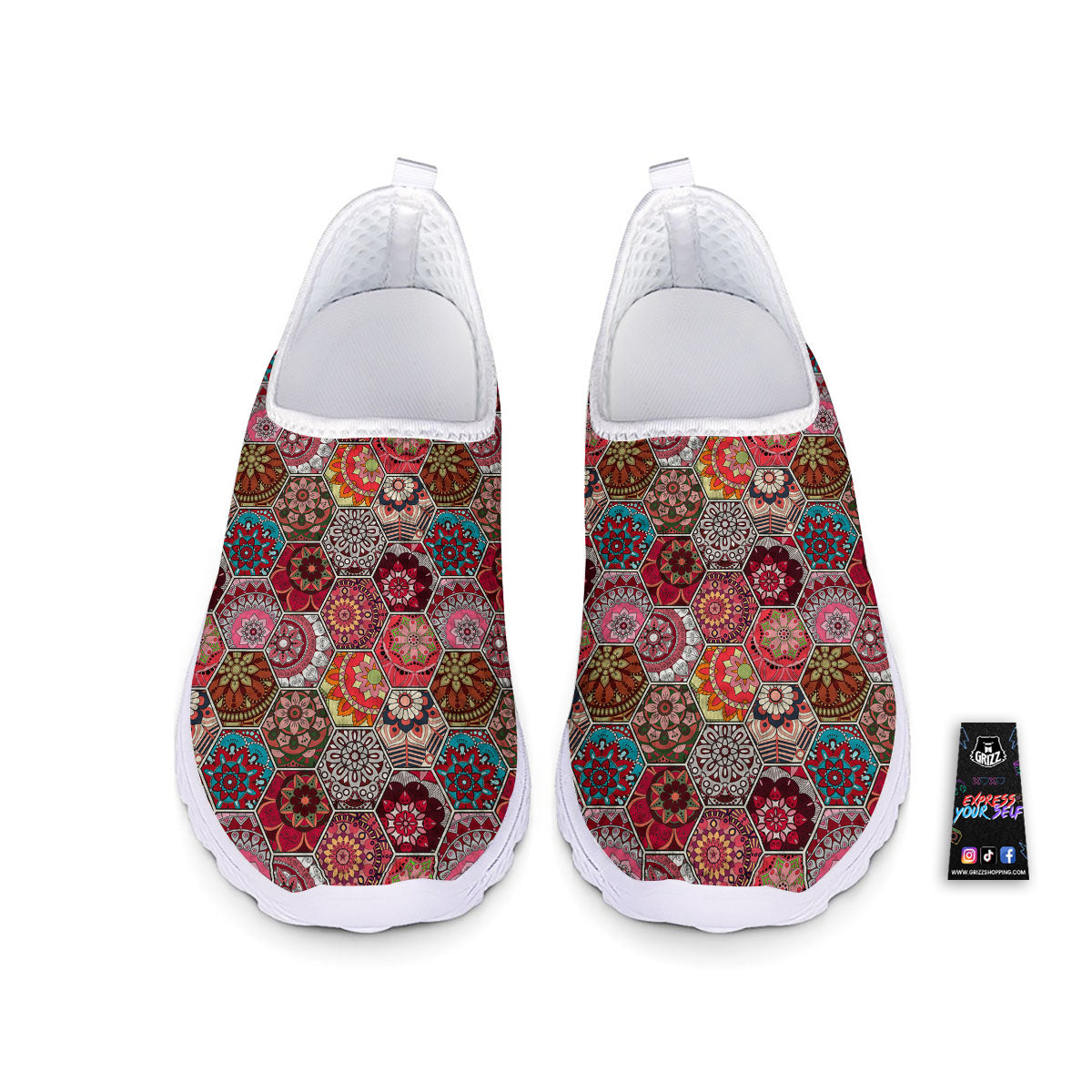 Patchwork Indian Print Pattern Nurse Shoes-grizzshop