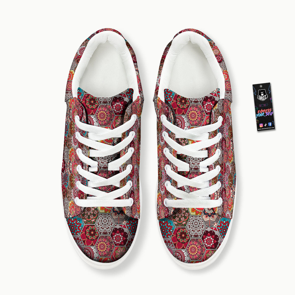 Patchwork Indian Print Pattern Platform Shoes-grizzshop