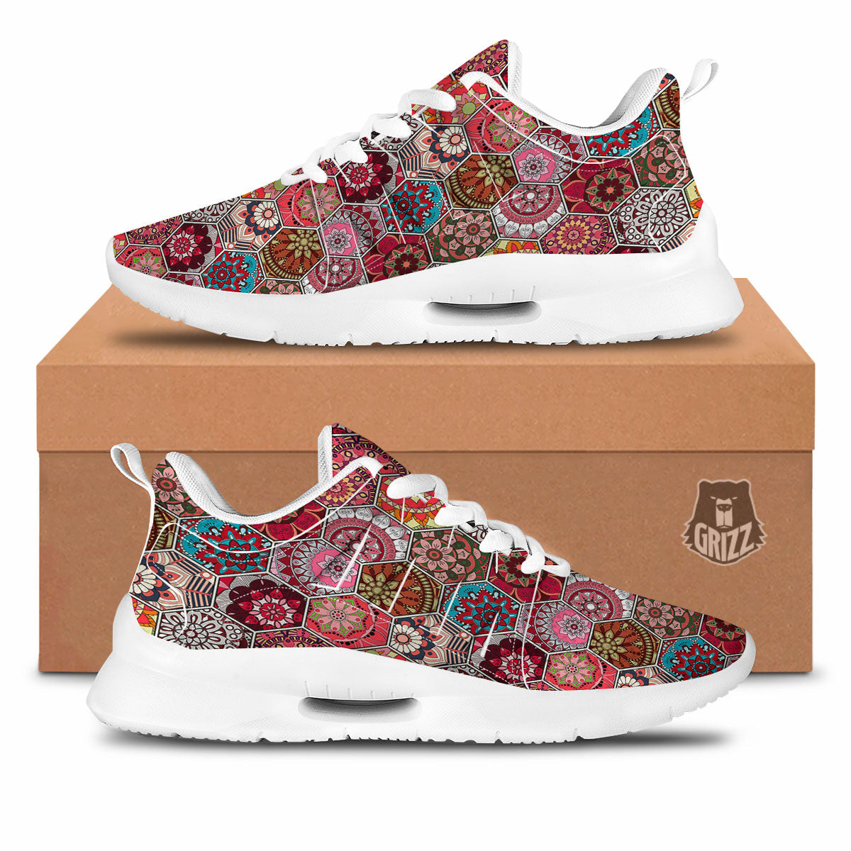 Patchwork Indian Print Pattern Tennis Shoes-grizzshop