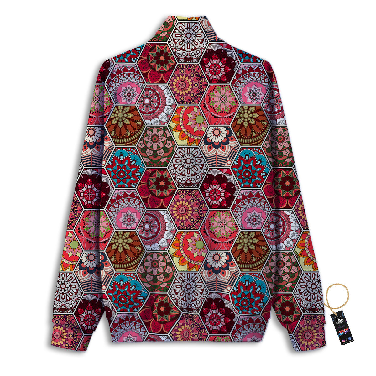 Patchwork Indian Print Pattern Track Jacket-grizzshop
