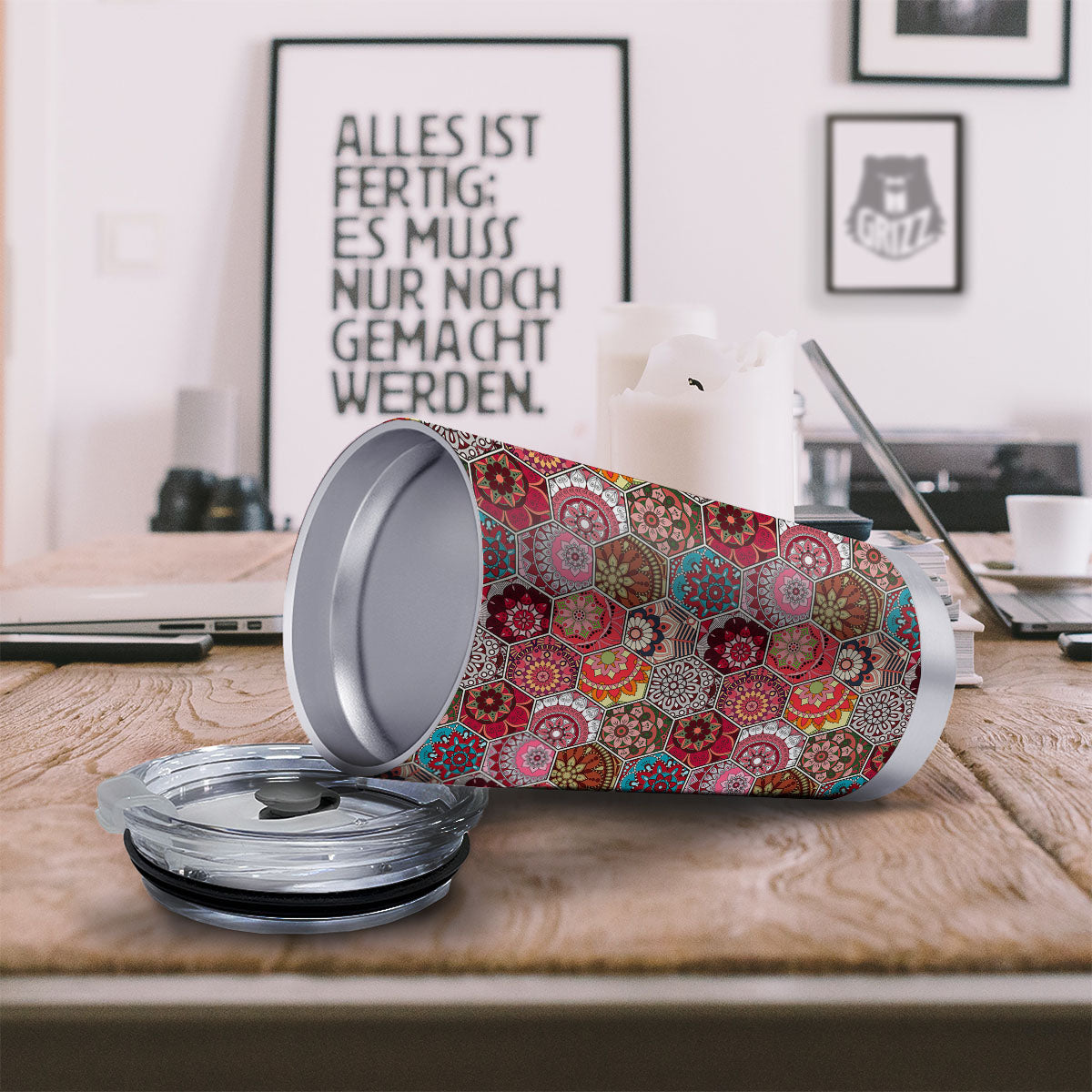 Patchwork Indian Print Pattern Tumbler-grizzshop