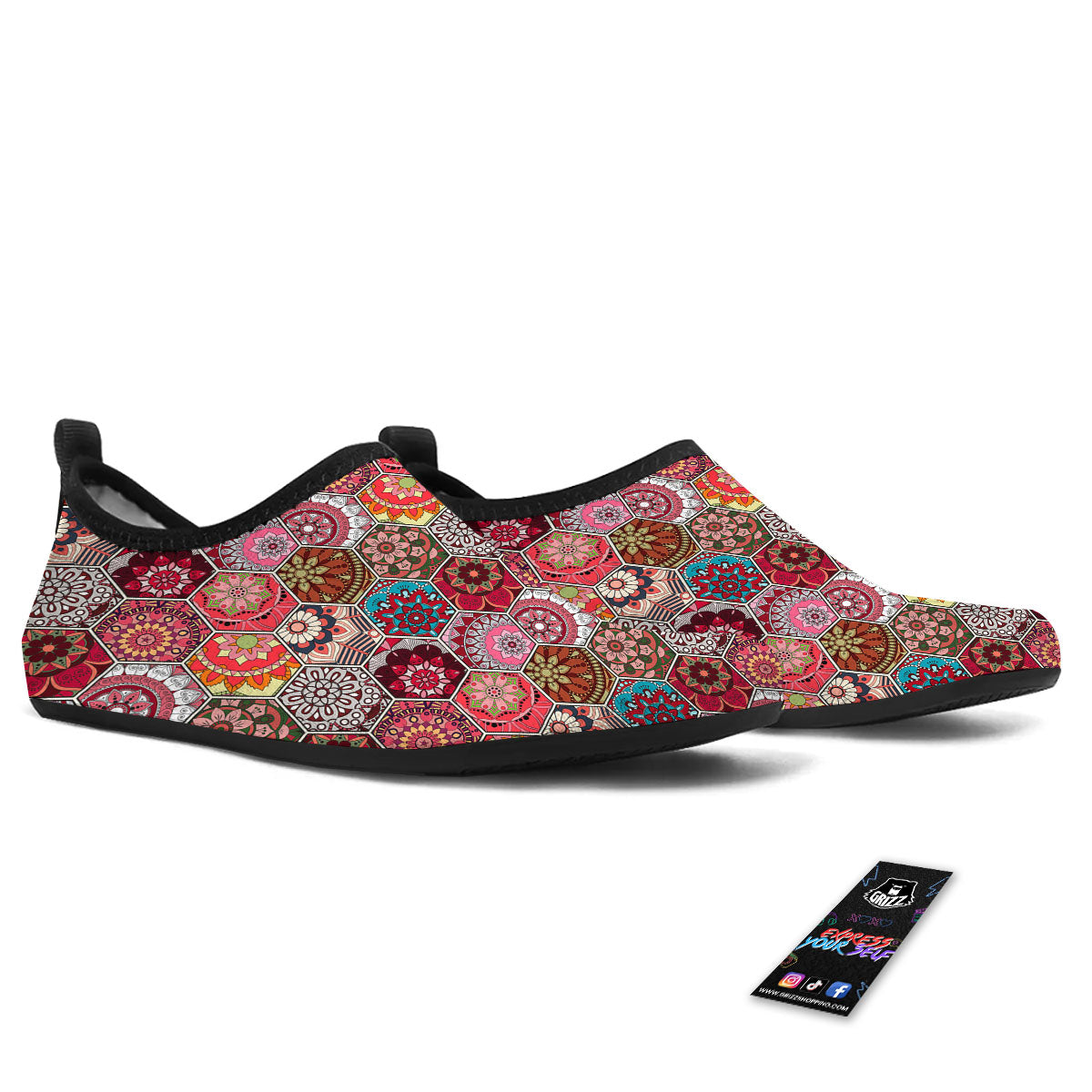 Patchwork Indian Print Pattern Water Shoes-grizzshop