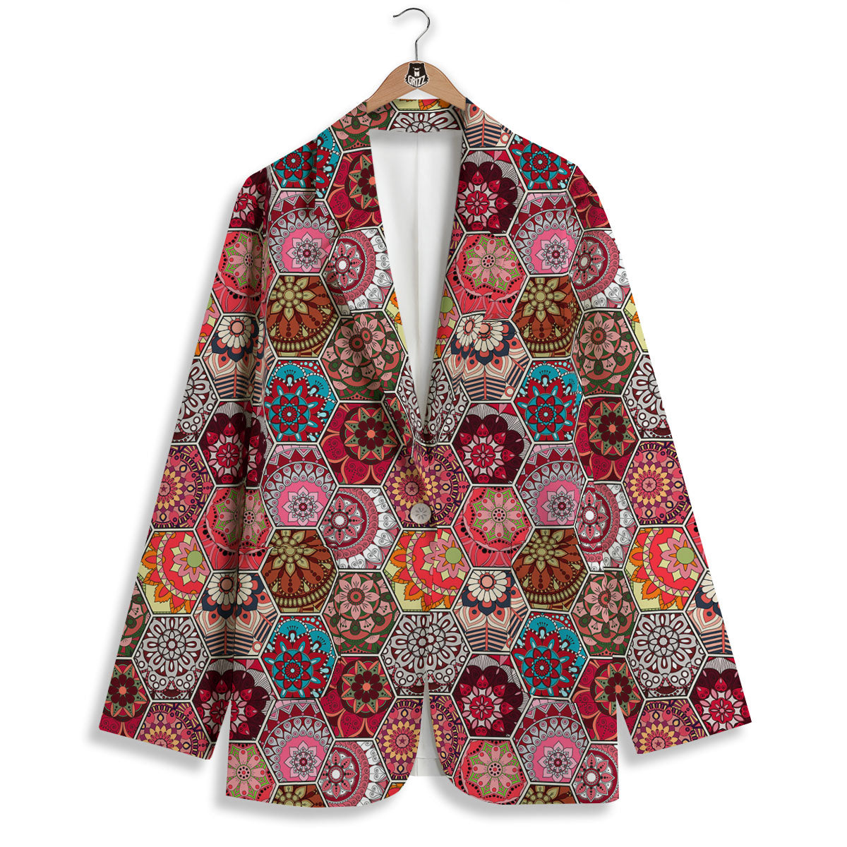Patchwork Indian Print Pattern Women's Blazer-grizzshop