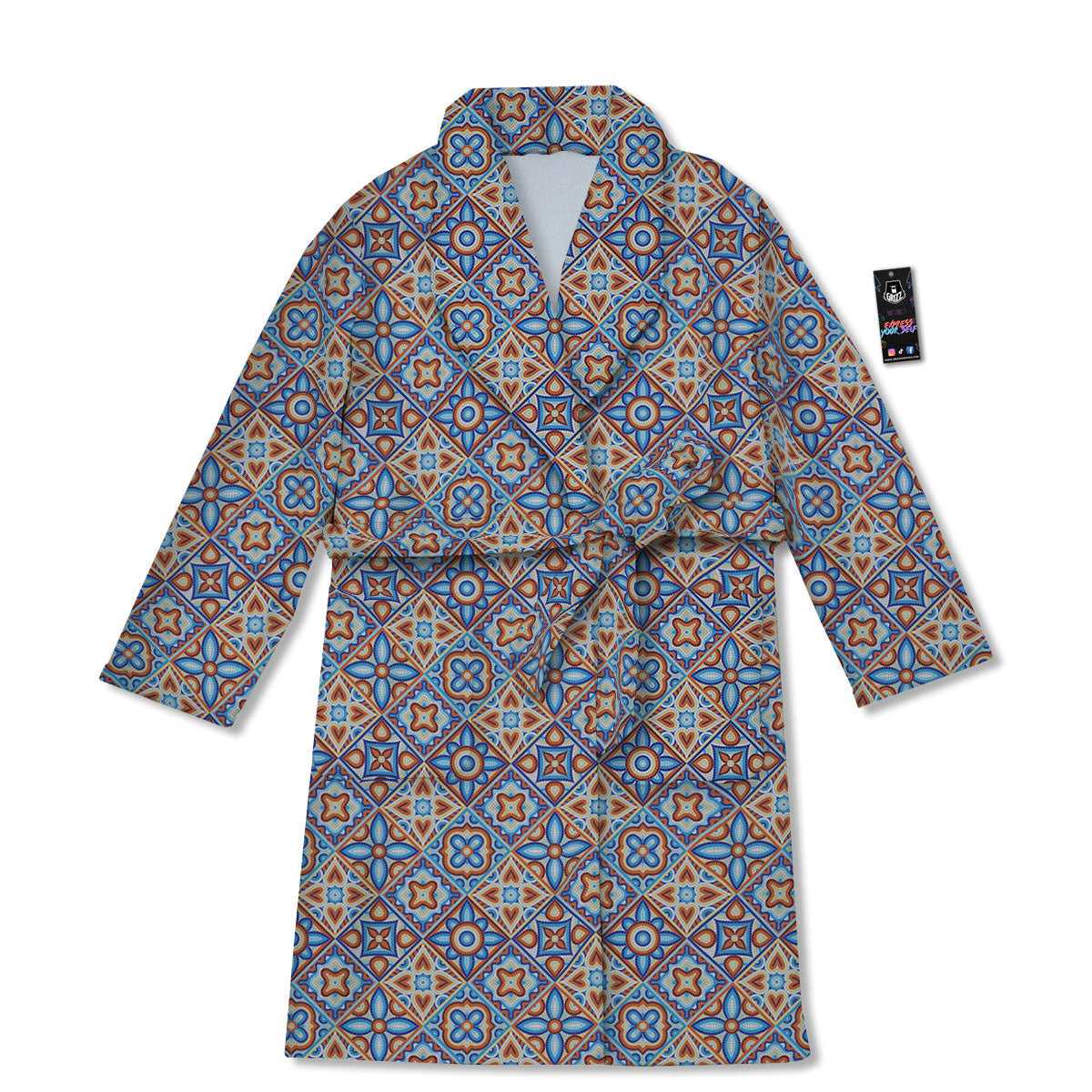 Patchwork Mosaic Print Pattern Bathrobe-grizzshop