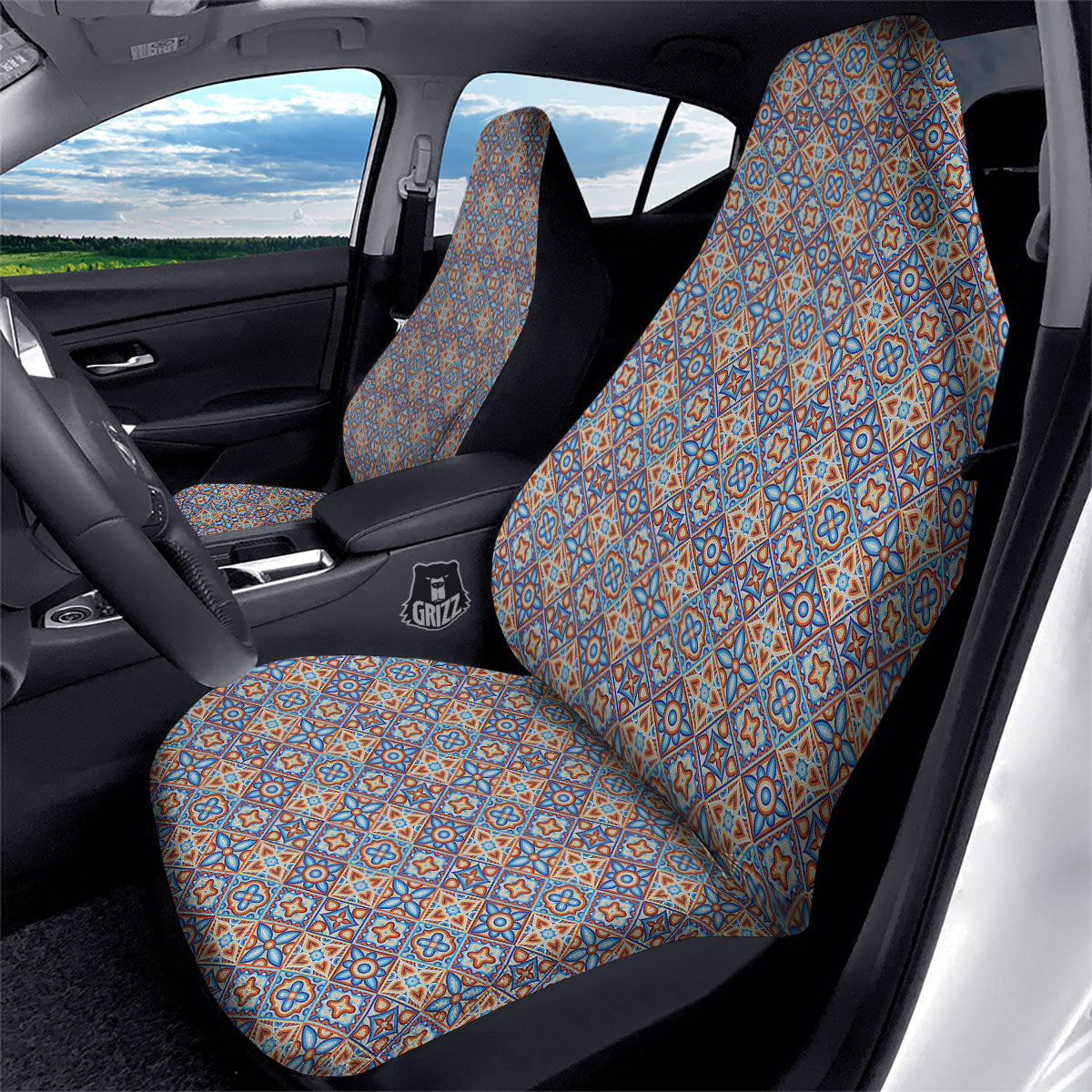 Patchwork Mosaic Print Pattern Car Seat Covers-grizzshop