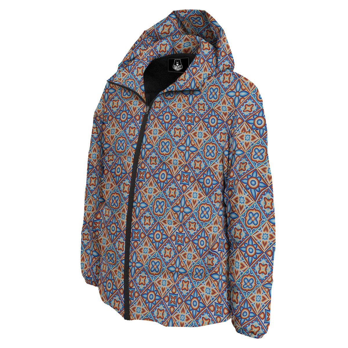 Patchwork Mosaic Print Pattern Down Jacket-grizzshop