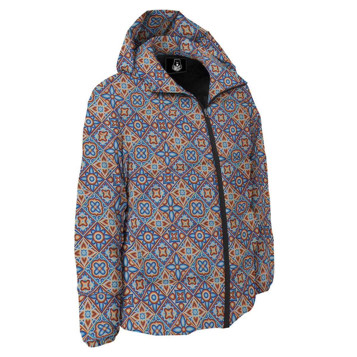 Patchwork Mosaic Print Pattern Down Jacket-grizzshop