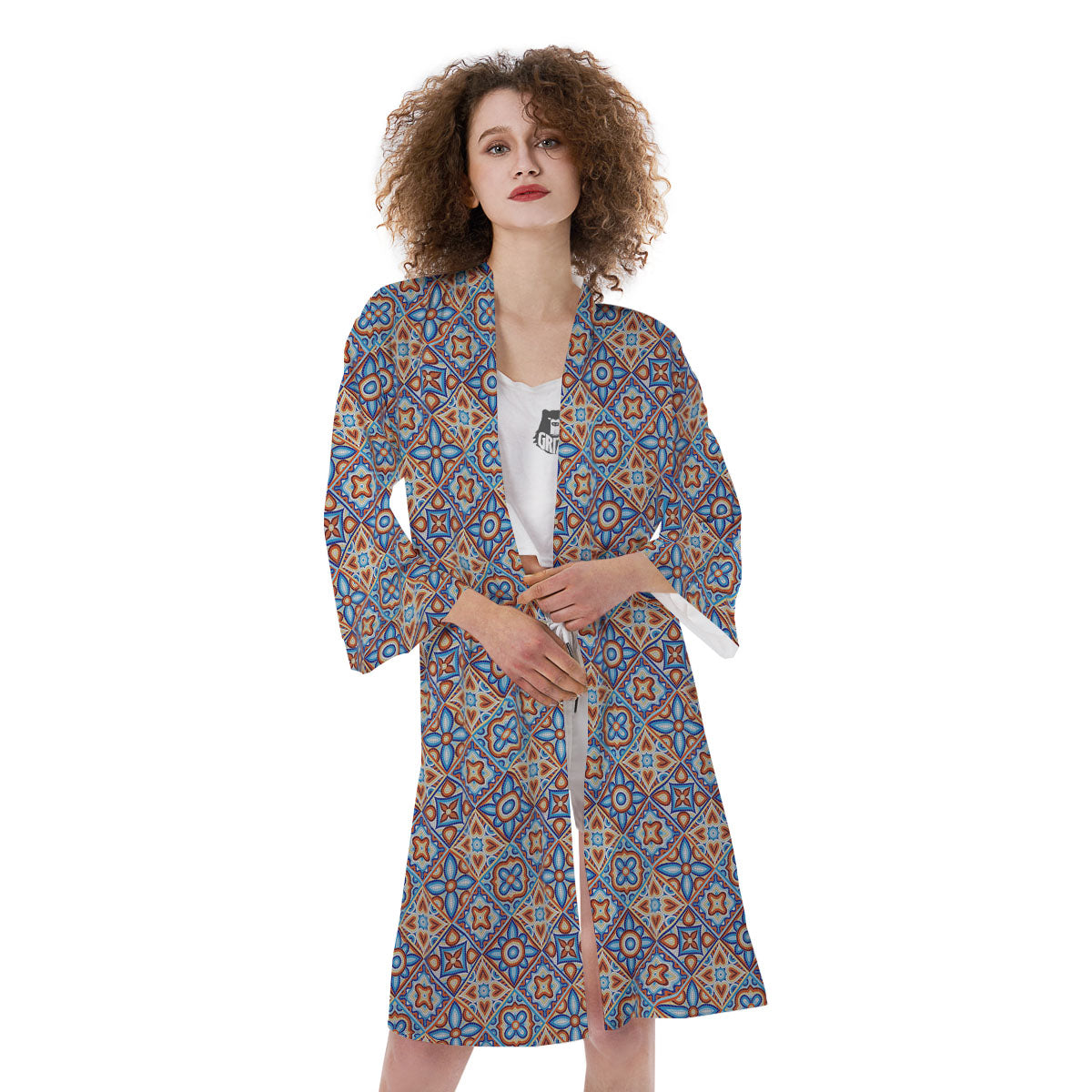 Patchwork Mosaic Print Pattern Kimono-grizzshop