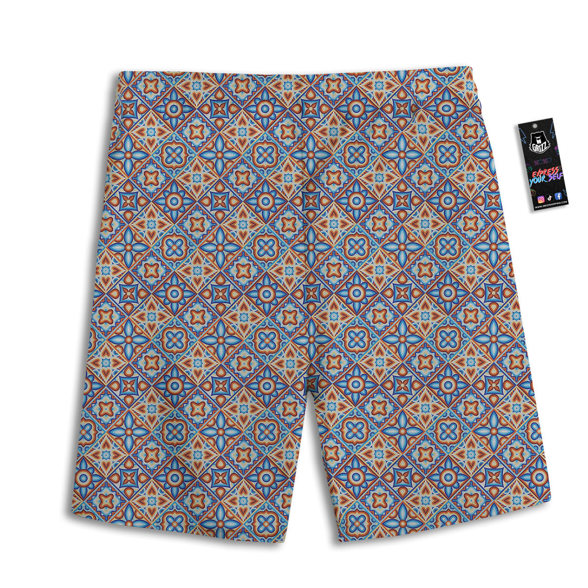 Patchwork Mosaic Print Pattern Men's Athletic Shorts-grizzshop