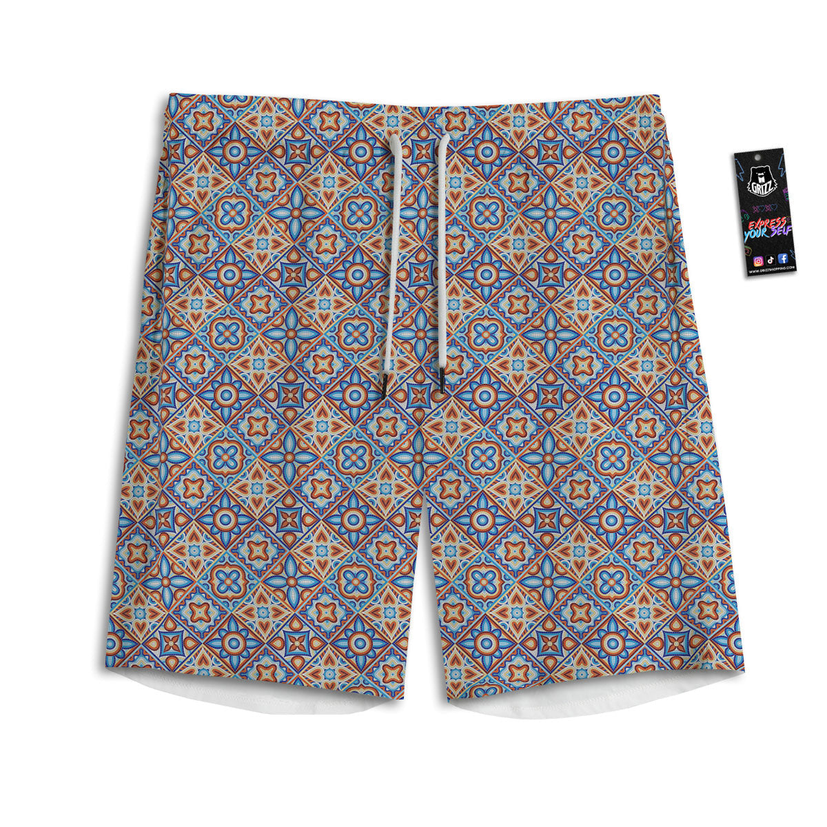 Patchwork Mosaic Print Pattern Men's Athletic Shorts-grizzshop