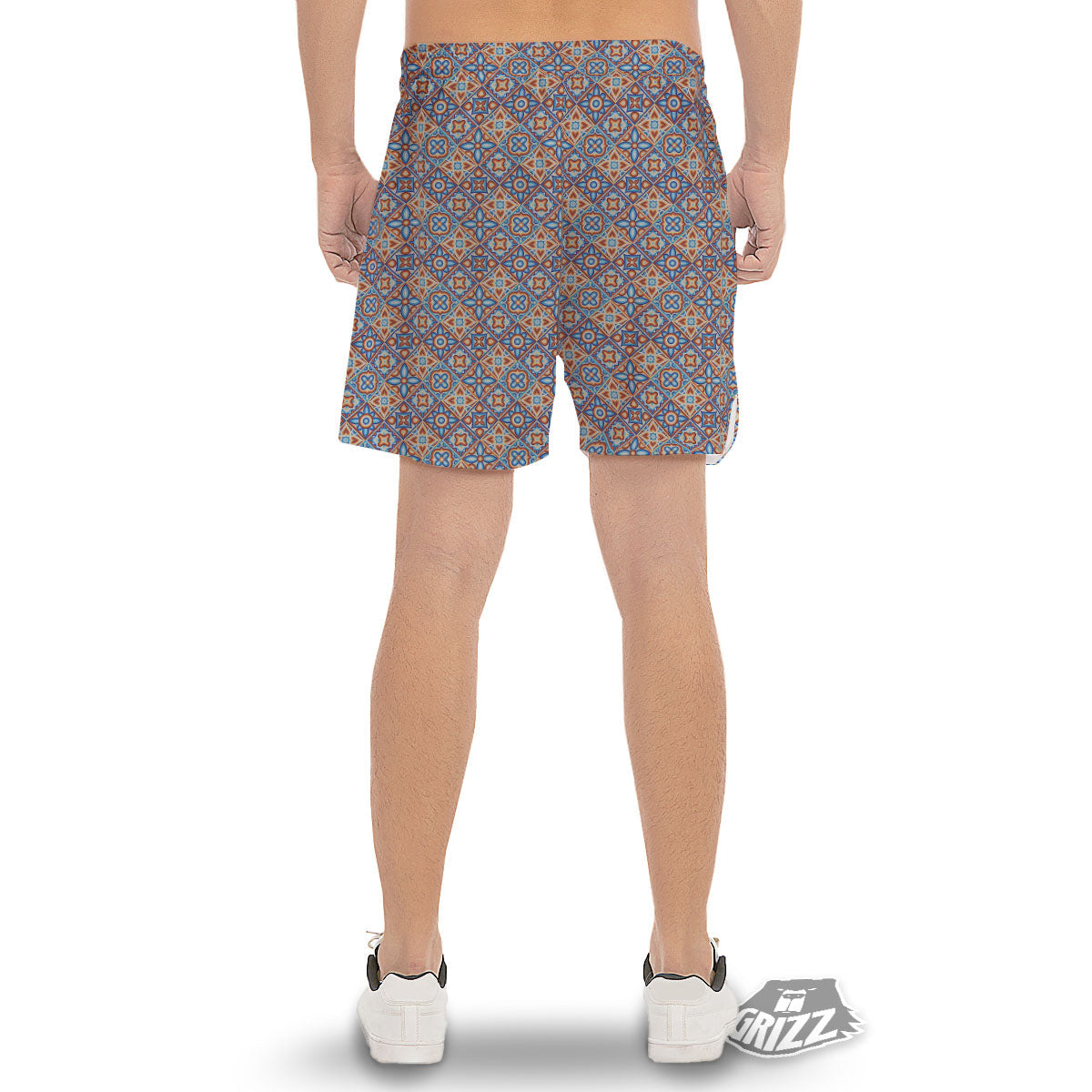Patchwork Mosaic Print Pattern Men's Gym Shorts-grizzshop
