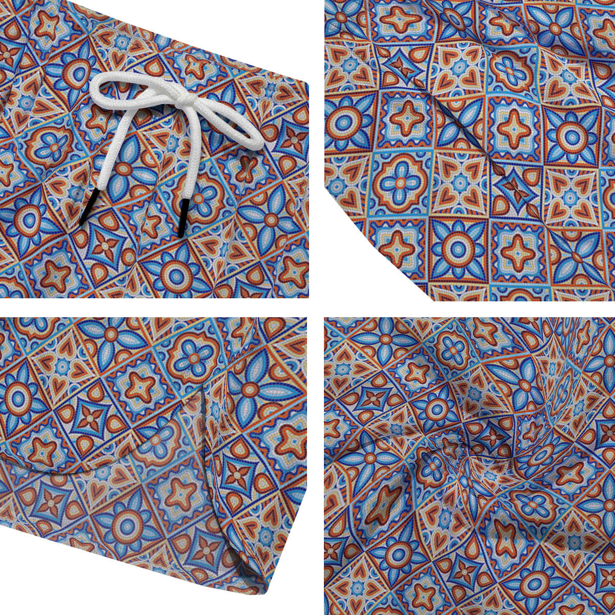 Patchwork Mosaic Print Pattern Men's Running Shorts-grizzshop