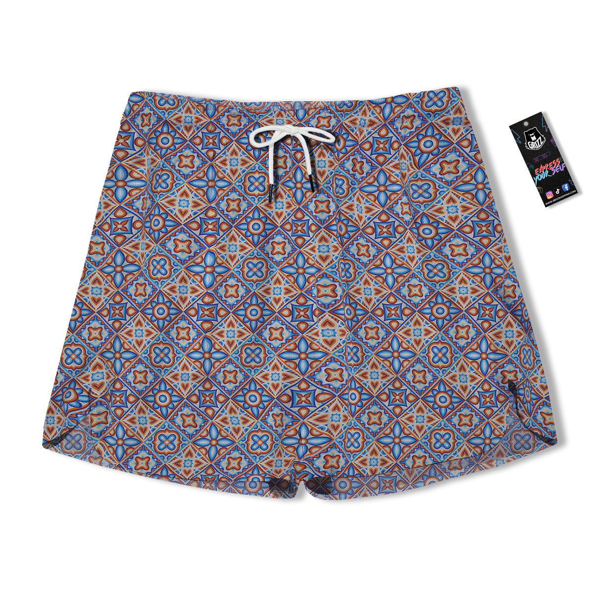 Patchwork Mosaic Print Pattern Men's Running Shorts-grizzshop