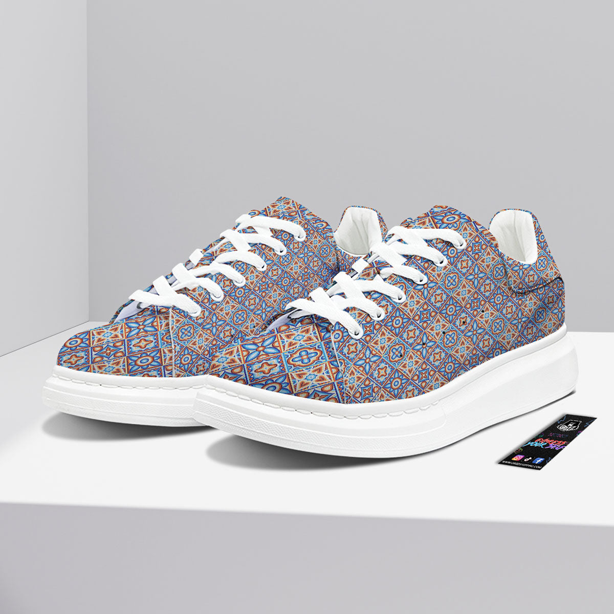 Patchwork Mosaic Print Pattern Platform Shoes-grizzshop