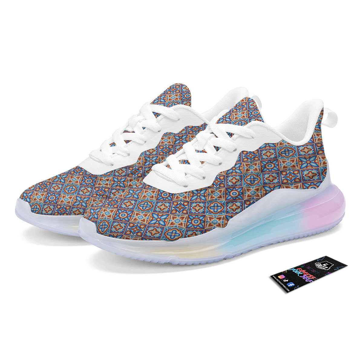 Patchwork Mosaic Print Pattern Running Sneakers-grizzshop
