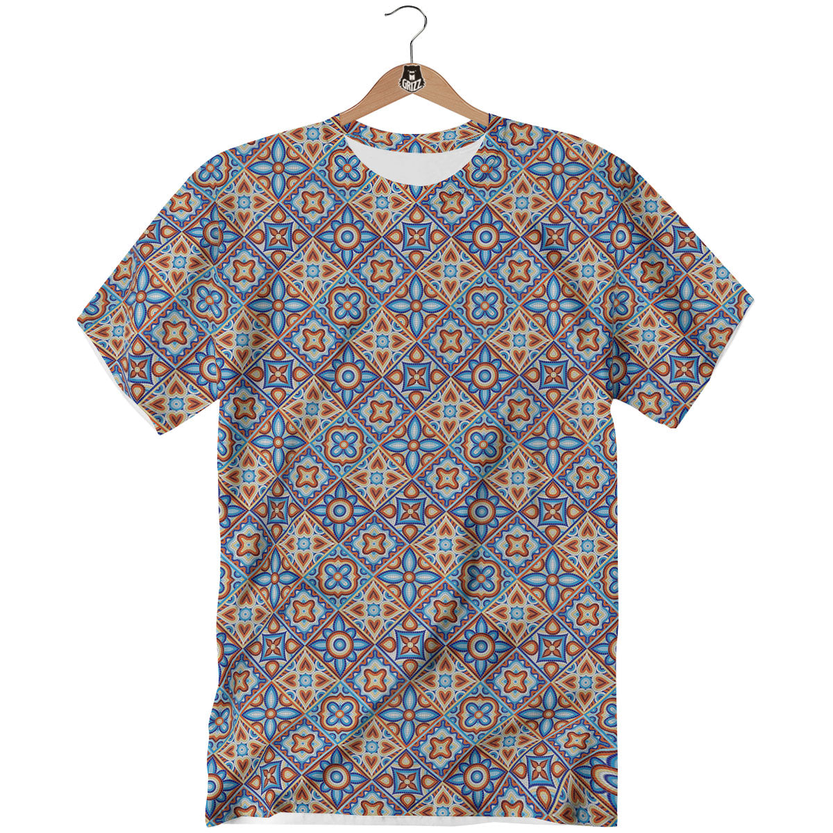 Patchwork Mosaic Print Pattern T-Shirt-grizzshop