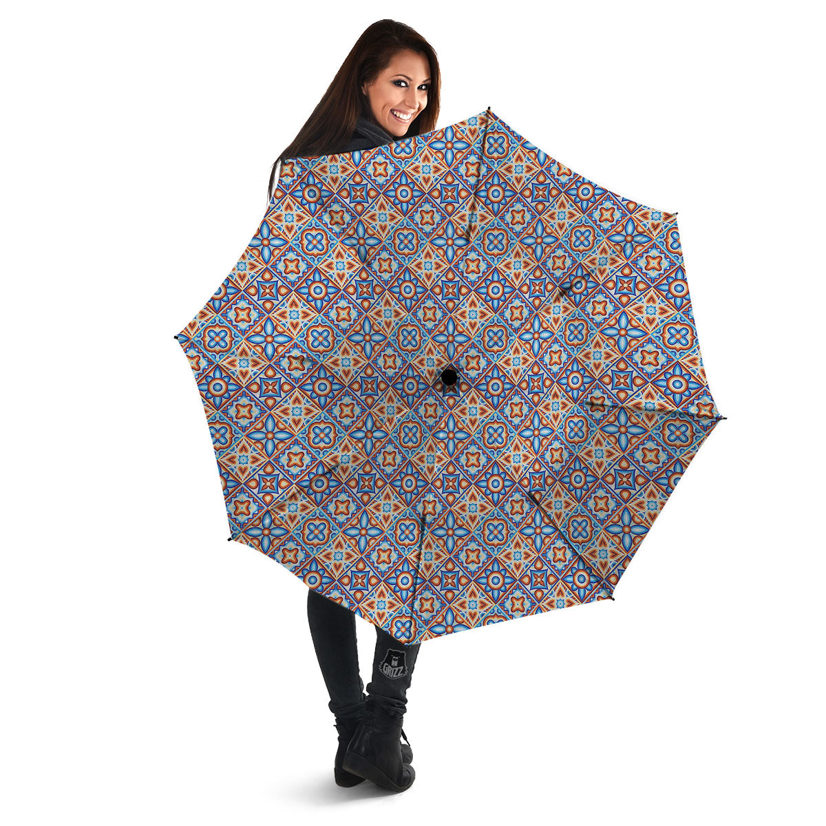 Patchwork Mosaic Print Pattern Umbrella-grizzshop