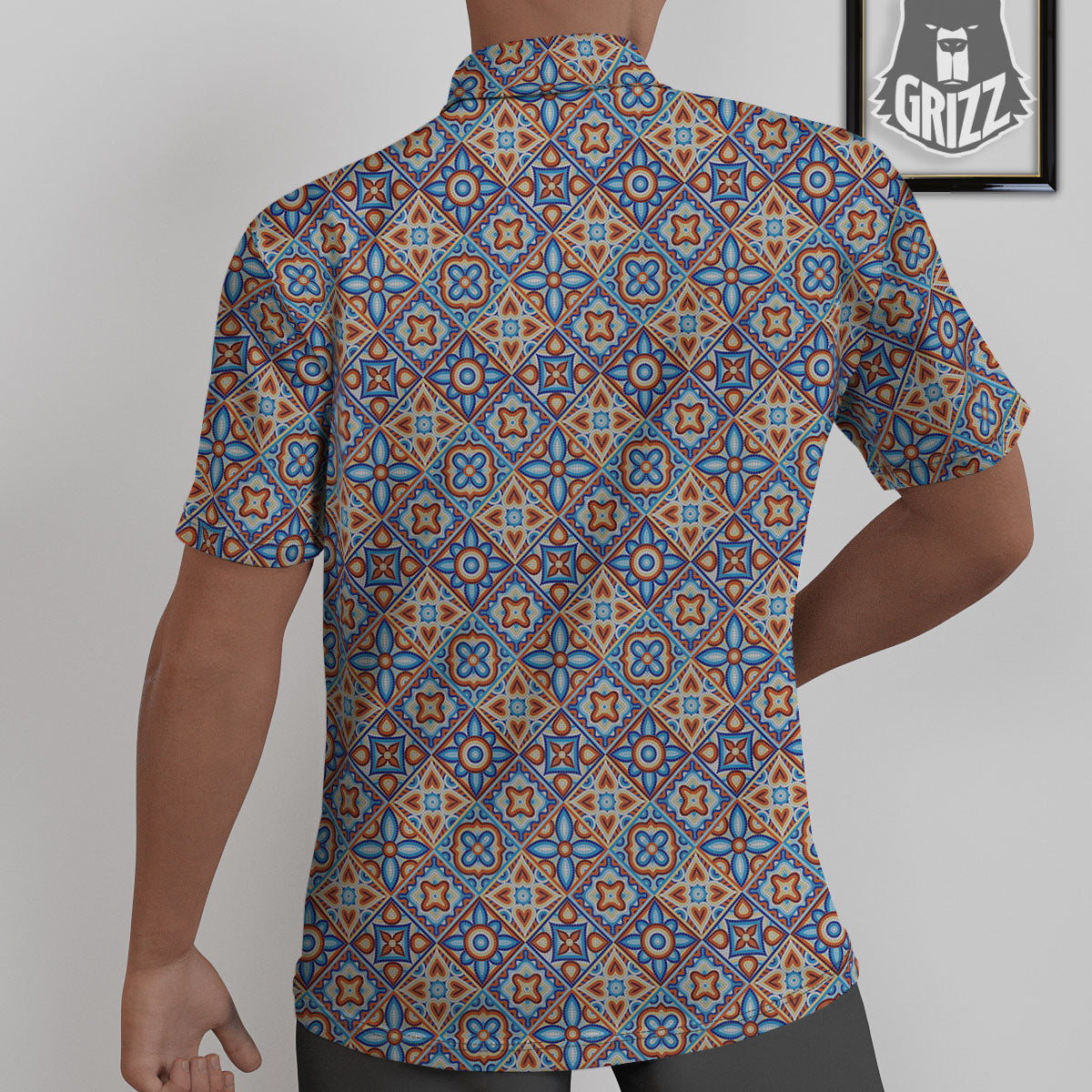 Patchwork Mosaic Print Pattern Untucked Shirts-grizzshop